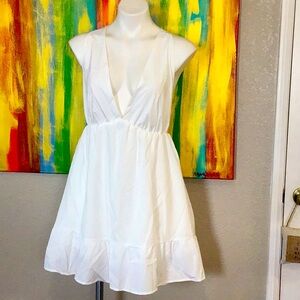 All White backless dress